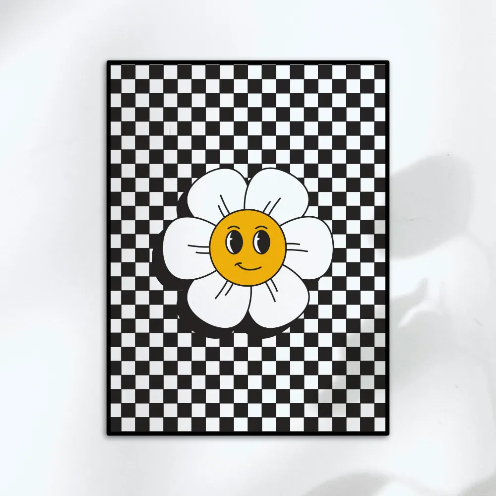 Affiche Fleur Damier