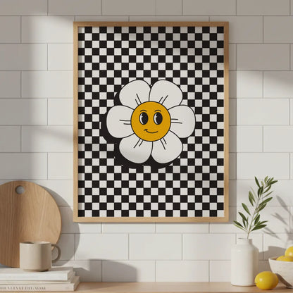 Affiche Fleur Damier