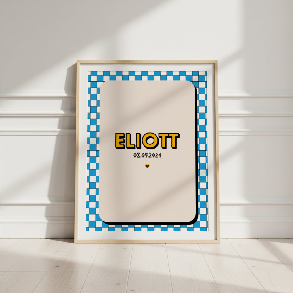 Affiche prénom Damier