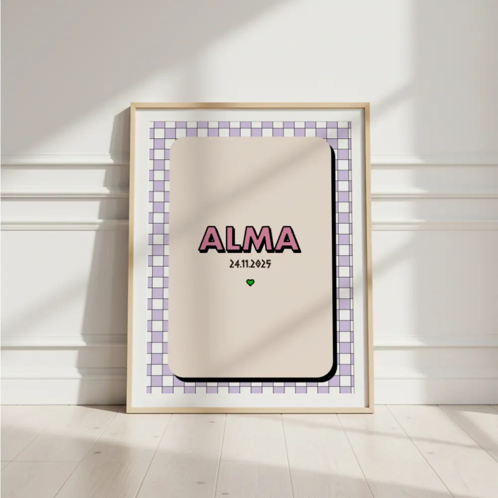 Affiche prénom Damier
