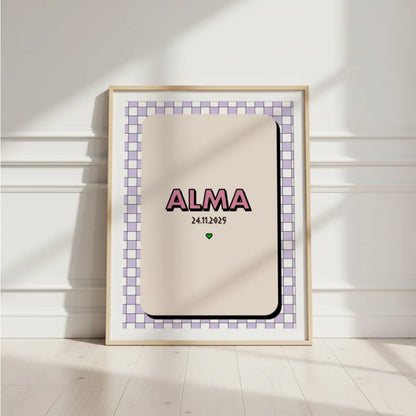 Affiche prénom Damier