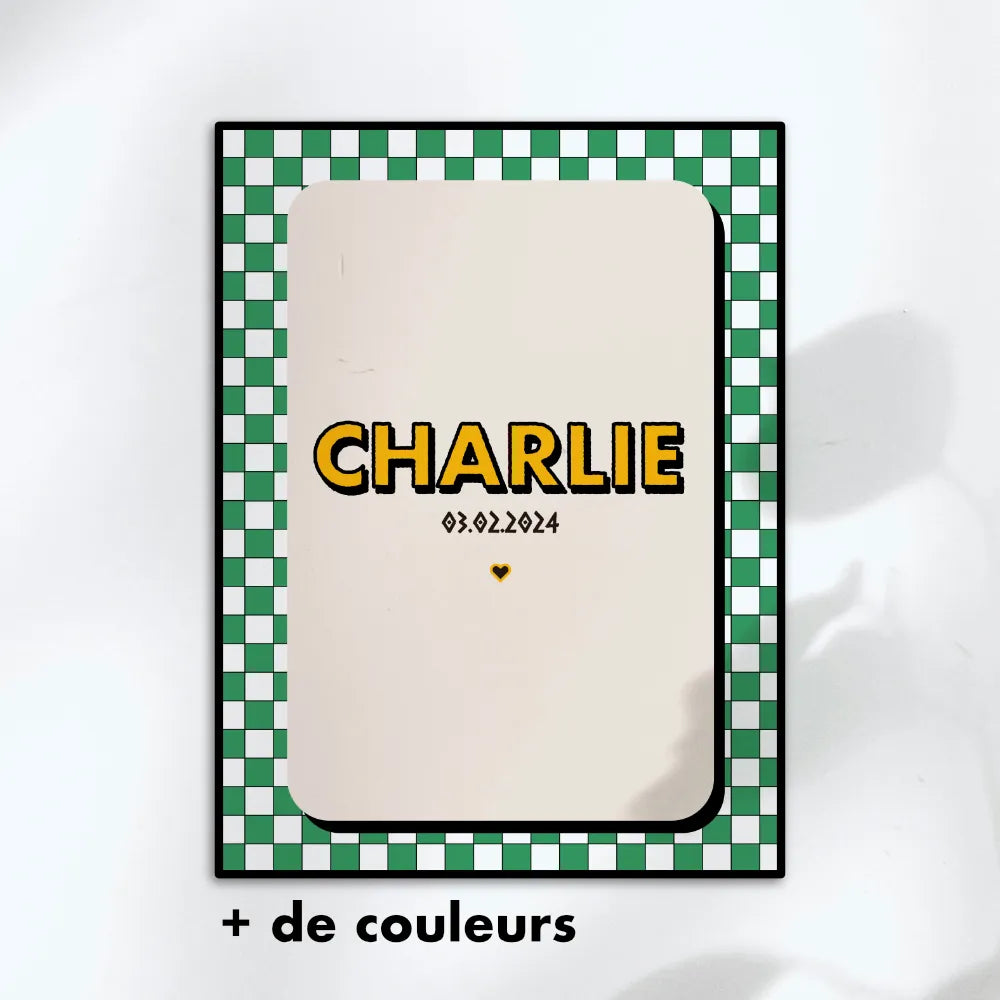 Affiche prénom Damier