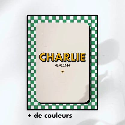Affiche prénom Damier