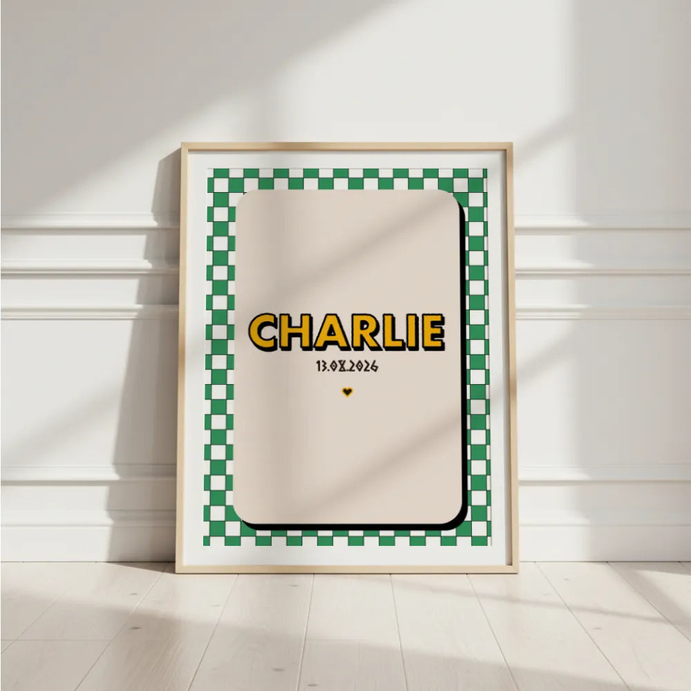 Affiche prénom Damier