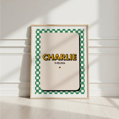 Affiche prénom Damier