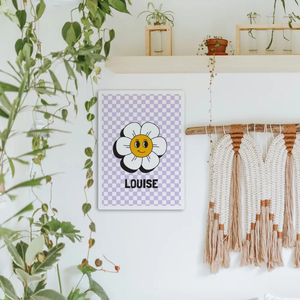Affiche prénom - Fleur damier
