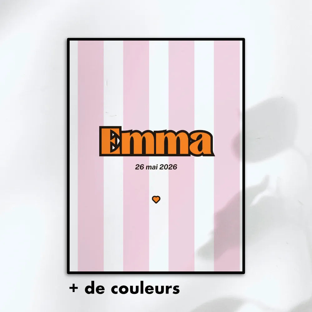 Affiche prénom à rayures